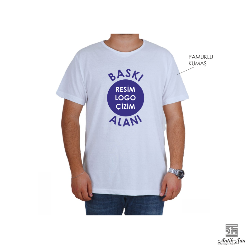 Baskılı Pamuklu Sıfır Yaka Tişört