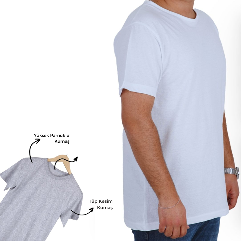 Baskılı Pamuklu Sıfır Yaka Tişört