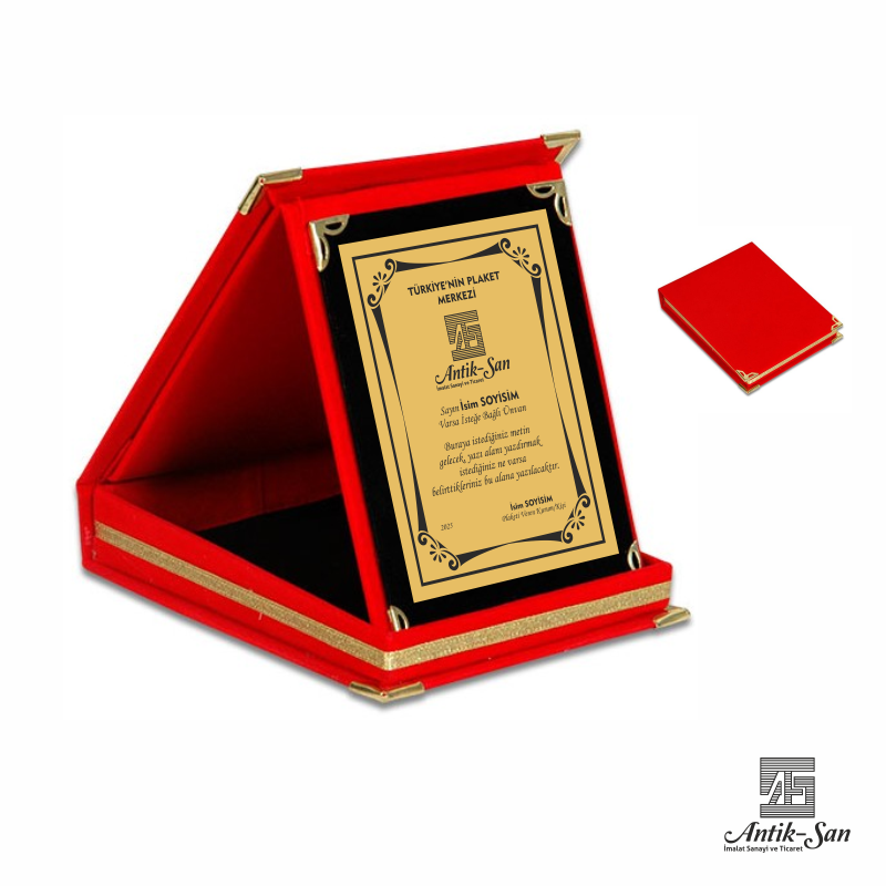 Orta Boy Kırmızı Kadife Plaket Orta Boy Kırmızı Kadife Plaket