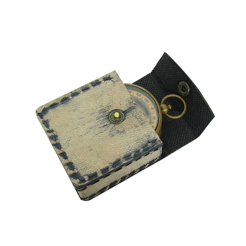 Deri Çantalı Pirinç Cep Pusulası