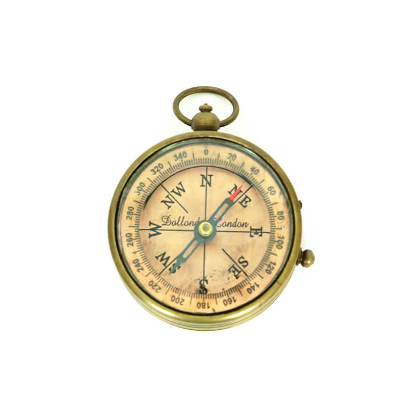 Deri Çantalı Pirinç Cep Pusulası