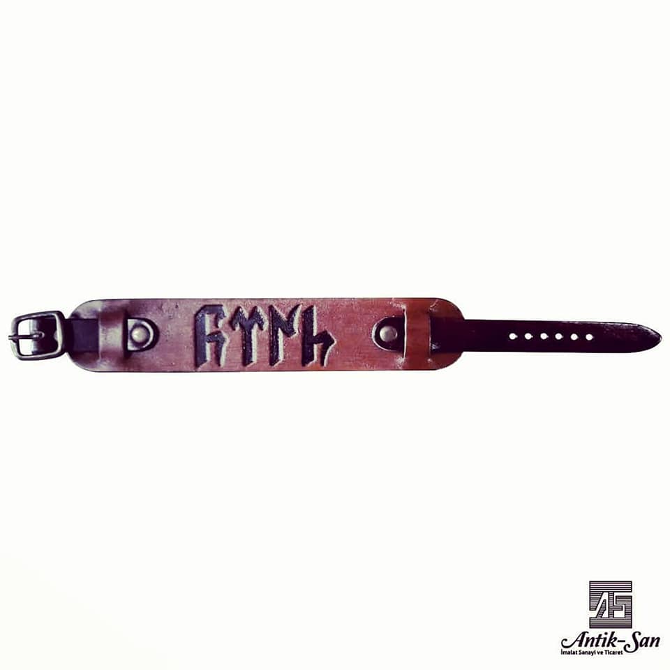 GökTürkçe Türk deri bileklik